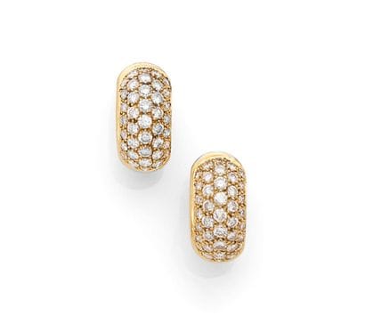 A pair of large hinged hoop earrings in 18K...