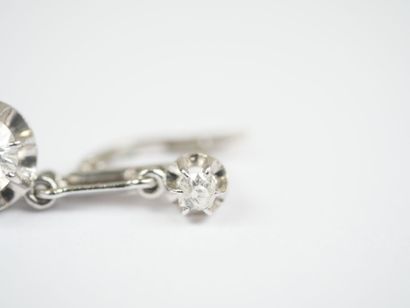 Pair of 18K white gold (750‰) earrings, each...