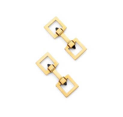 Pair of 18K yellow gold (750‰) cufflinks,...