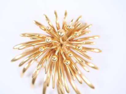 18K yellow gold (750‰) brooch decorated with...