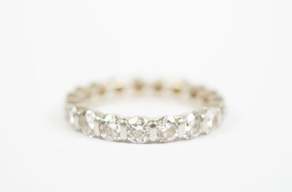 American platinum wedding band set with nineteen...
