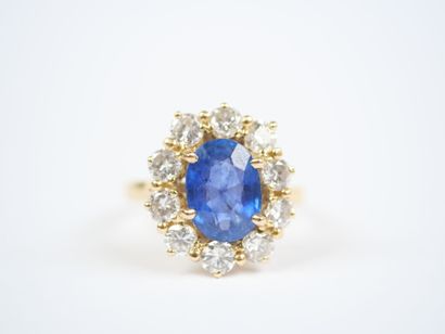 18K yellow gold (750‰) daisy ring set with...