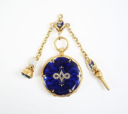 An 18K yellow gold (750‰) pocket watch, featuring...