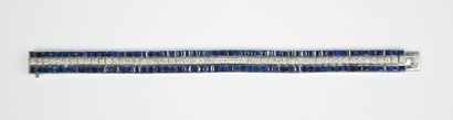 18K white gold (750‰) link bracelet entirely...