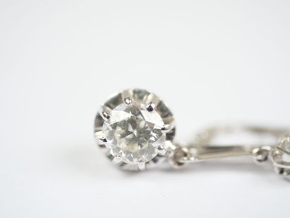Pair of 18K white gold (750‰) earrings, each...
