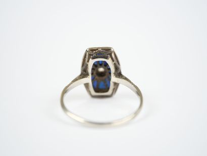 18K white gold (750‰) and platinum ring,...