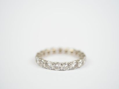 American platinum wedding band set with nineteen...