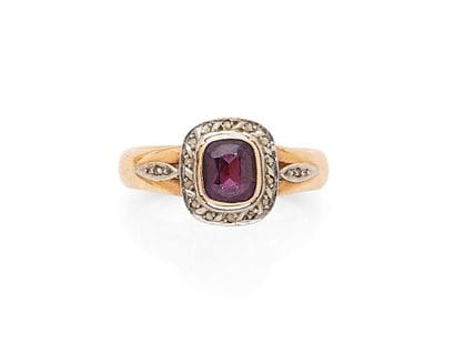 18K yellow gold ring (750‰) and white gold...