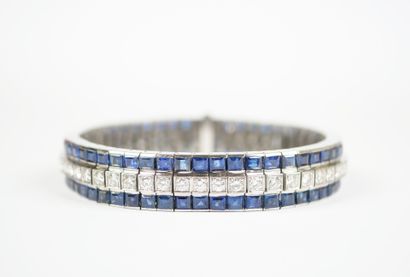 18K white gold (750‰) link bracelet entirely...