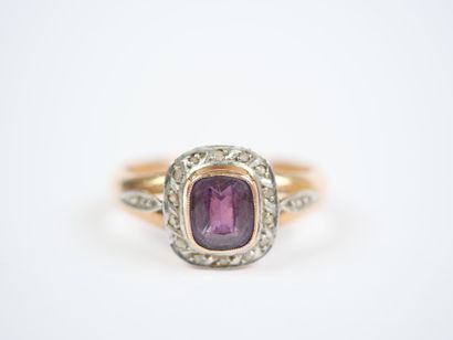 18K yellow gold ring (750‰) and white gold...