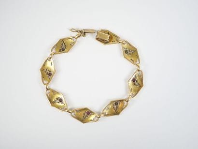 18K yellow gold (750‰) bracelet with a diamond-shaped...