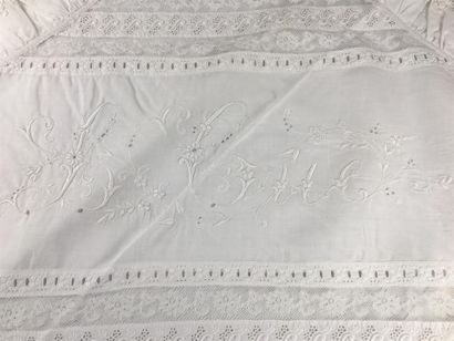 Paire de taies d'oreiller volantées en coton...