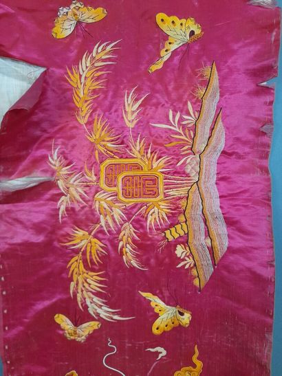 Panneau de satin de soie et coton rose à...