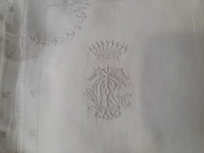 Taie d'oreiller d'enfant en coton blanc ornée...