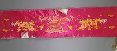 Panneau de satin de soie et coton rose à...