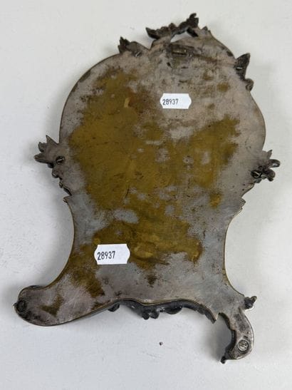Petit miroir de table en bronze argenté de...
