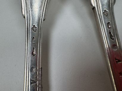 Deux fourchettes de table en argent 950/1000,...