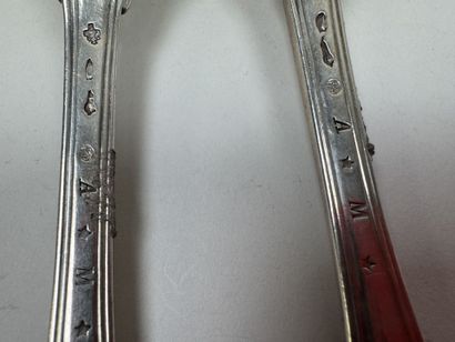 Deux fourchettes de table en argent 950/1000,...