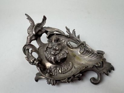 Encrier de bureau en bronze argenté à décor...