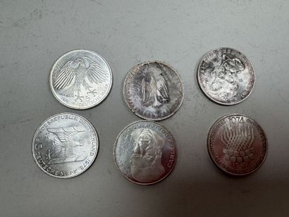 Lot de 6 pièces commémorative en argent Allemande.
Poids...
