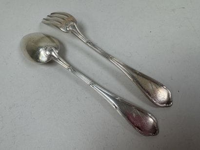 Couvert de baptême en argent 950/1000, poinçon...