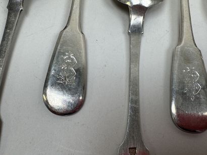 RUSSIE, XIXe.
Série de 11 cuillères en argent...