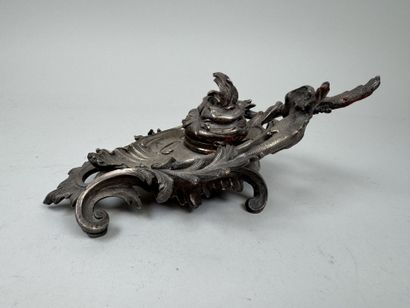 Encrier de bureau en bronze argenté à décor...