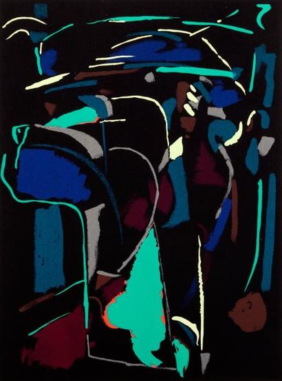 LANSKOY André
Composition sur fond noir Lithographie...