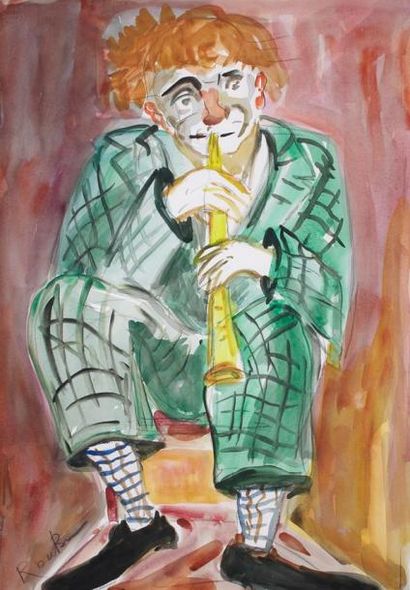 DUBUC Roland
Le clown musicien Aquarelle...