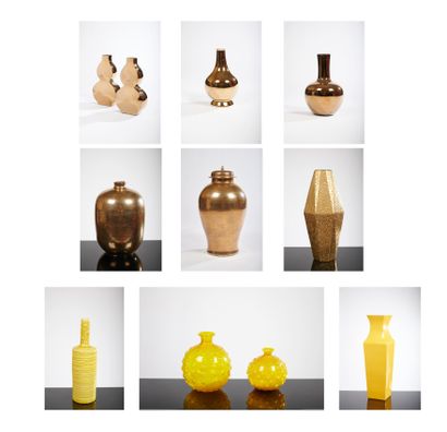 Lot de onze objets de décoration en céramique...