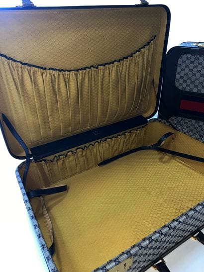 Gucci - Deux valises vintage en cuir et toile...