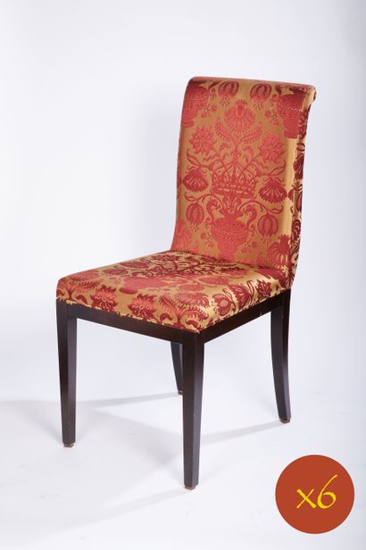 Six chaises de salle à manger en tissu à...