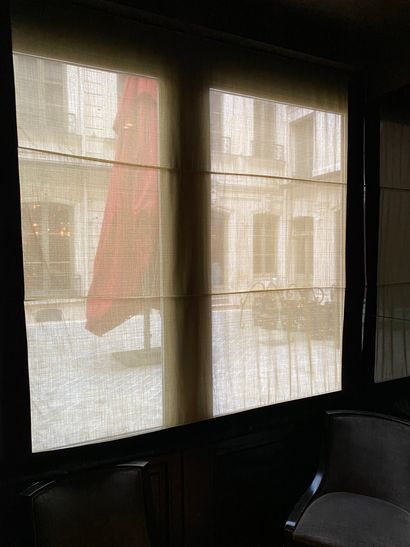 Six stores type bateau en voilage beige (longueur...