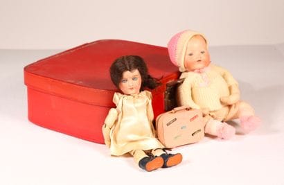 Lot including two porcelain head dolls of...