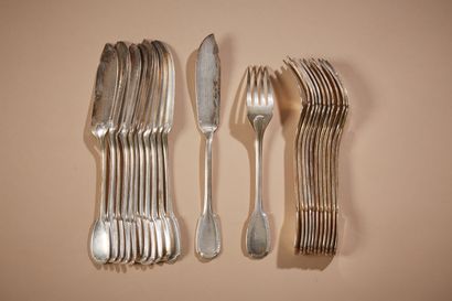 Partie de ménagère en métal argenté, modèle...