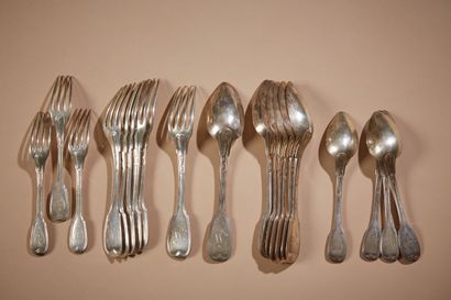 Partie de ménagère en argent 1er titre 925/000,...