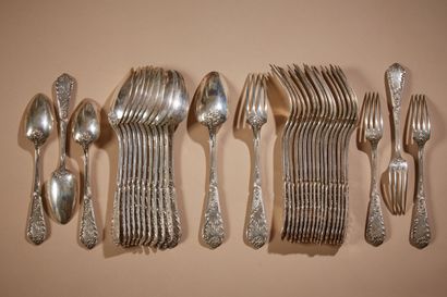 Partie de ménagère en argent 1er titre 925/000,...