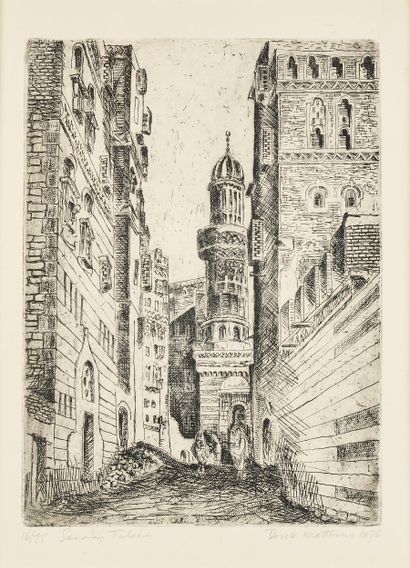 Derek Matthews (XXe) 
Vue de la ville, 1976
Eau...
