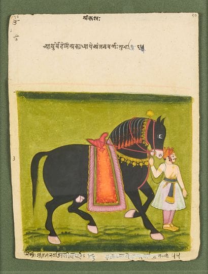 Deux peintures représentant un cheval et...