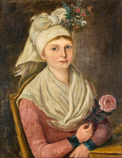 Ecole du Xxe
Jeune fille à la rose
Huile...