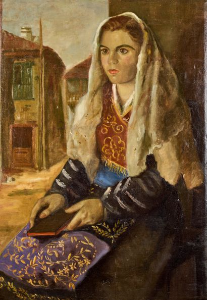 Ecole espagnole du Xxe
Jeune fille au livre...