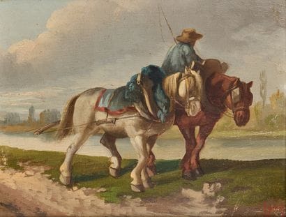 LEROY (XIX-XXe)??
Le paysan 
Huile sur panneau...