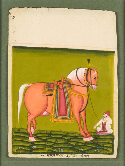 Deux peintures représentant un cheval et...
