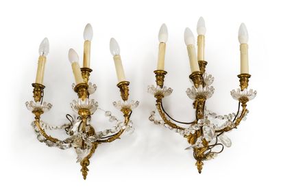 Paire d'appliques à quatre bras de lumière...