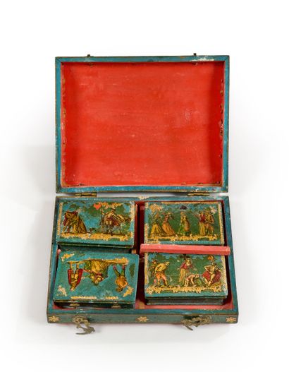Boite à quadrille en bois, carton, papier,...