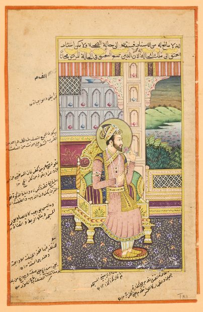 Deux folios de manuscrits illustrés des portraits...