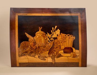 Suite de deux panneaux décoratifs en bois...