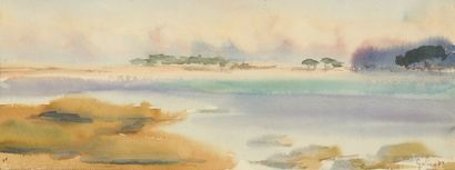 Pierre MEURICE (1915-1991) 
Vue des montagnes
Huile...