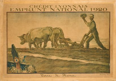 Affiche contrecollée sur panneau de bois...