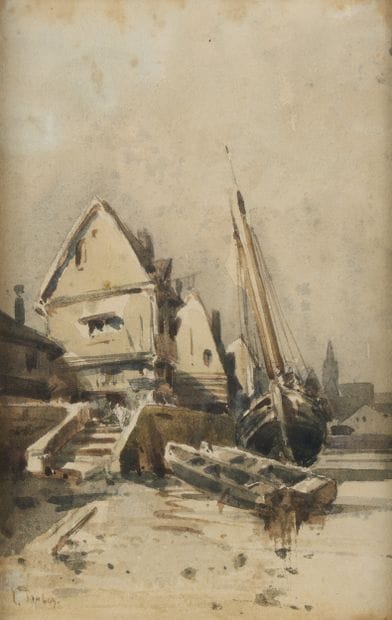 Dans le goût d'Eugène ISABEY (1804-1886)
Village...